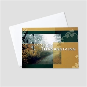 Fall Floral Pathway Thanksgiving Greeting Card