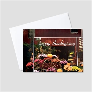Autumn Flower Cart Thanksgiving Greeting Card
