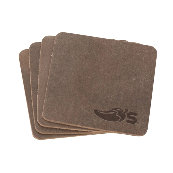 TANNER Set of 4 Leather Coasters - Image 3