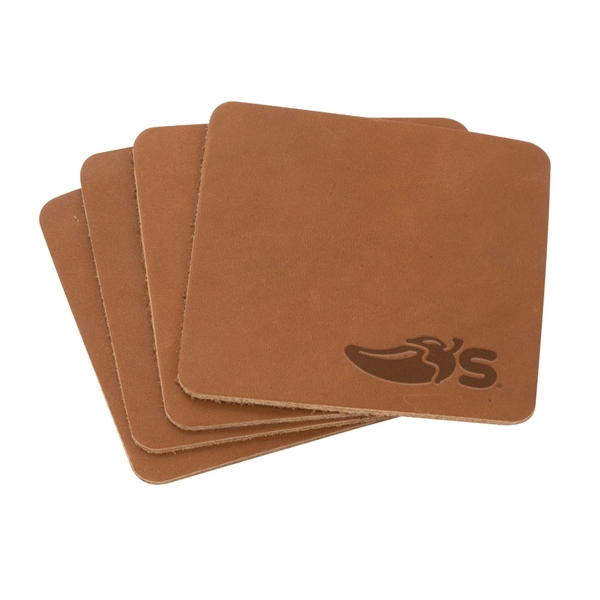 TANNER Set of 4 Leather Coasters - Image 5
