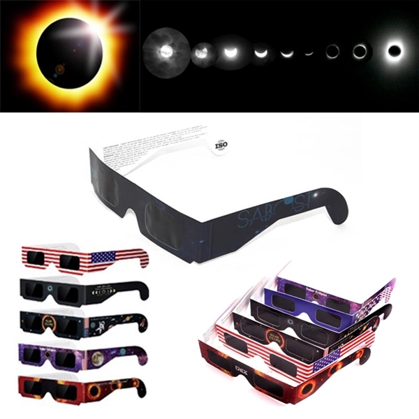 Black Outer Space Paper Solar Eclipse Glasses - Image 1