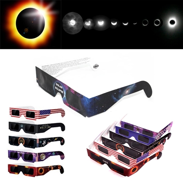 Blue and Black Outer Space Paper Solar Eclipse Glasses - Image 1