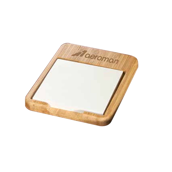 Bamboo Desk Note Holder w/ 3 x 3 Note Pad - Image 1