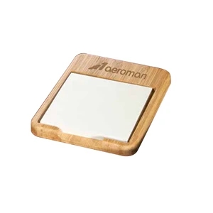 Bamboo Desk Note Holder w/ 3 x 3 Note Pad