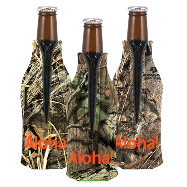 Trademarked Camo Zippered Bottle Coolie - Image 1