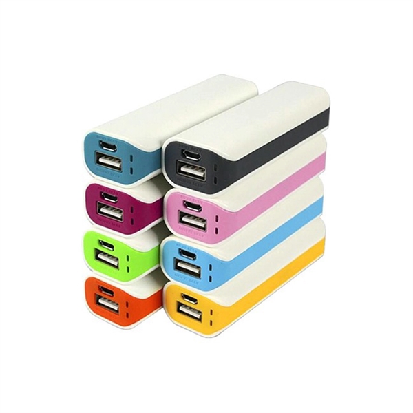 Monza Plastic White and Pastel Power Bank w/ Cable - Image 2