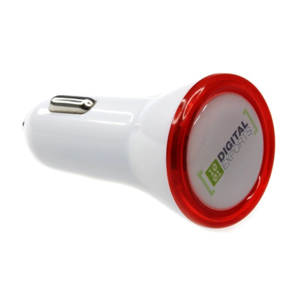 Dual port 2.1 Amp Car Charger with Custom Epoxy Logo. - Image 2