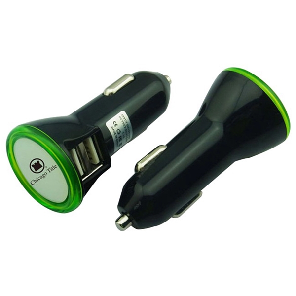 Dual port 2.1 Amp Car Charger with Custom Epoxy Logo. - Image 6