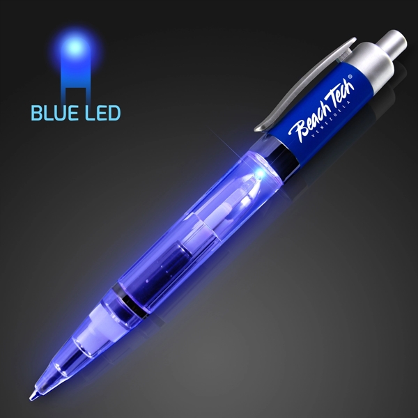 Plastic Blue LED Pen with Blue Barrel