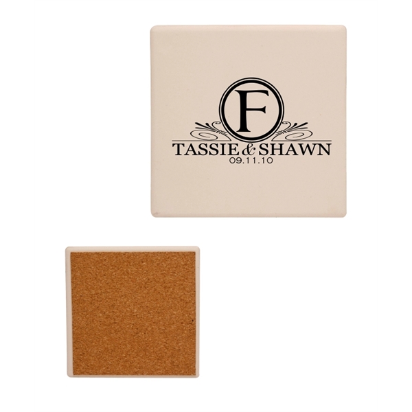 4" Square Absorbent Stone Coaster - Image 1