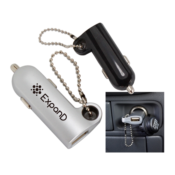 Portable USB Car Charger w/ Ball Chain - Image 1