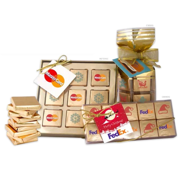 Chocolate Foiled Squares Gift Boxes - Full Color - Image 1
