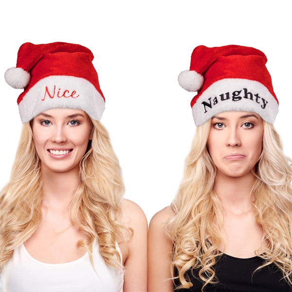 Nice & Naughty Santa Hats - Image 1