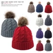 CABLE KNIT BEANIE WITH FAUX FUR POM