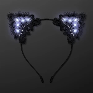 White Lights Black Lace Cat Ears Hair Accessories