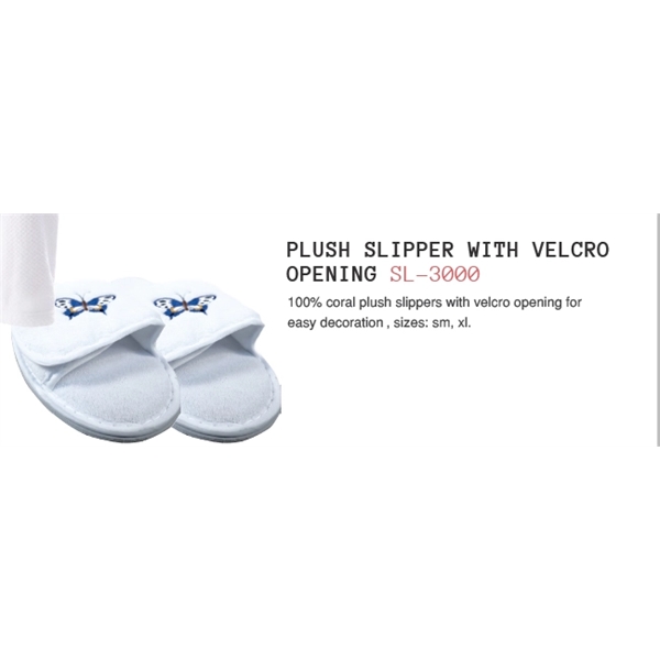Plush Slipper With V elcro Opening - Image 1
