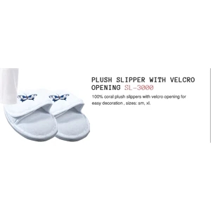 Plush Slipper With V elcro Opening
