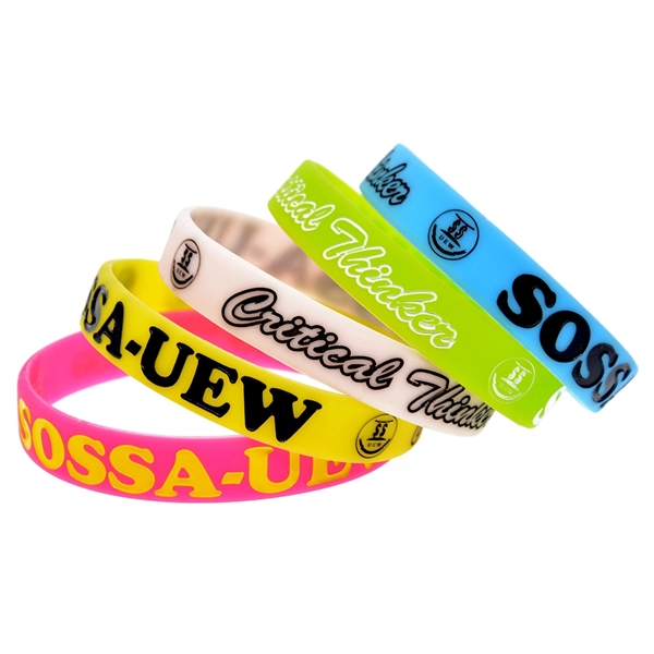 Debossed Silicone Bracelet with Color Filled - Image 1