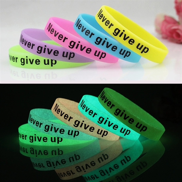 Glow in the Dark Debossed with Color Filled Silicone Bracele - Image 1