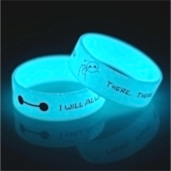 Glow in the Dark Debossed with Color Filled Silicone Bracele - Image 4