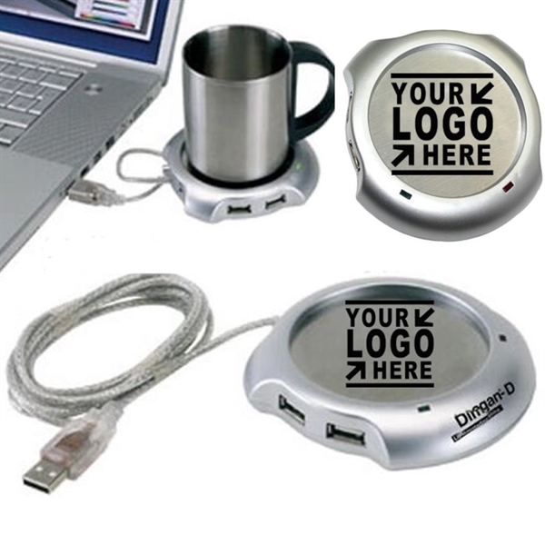 Cup Coaster Heater with 4 Port USB Hub