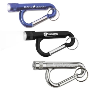 Metal Carabiner Flashlight with Split Ring Attachment