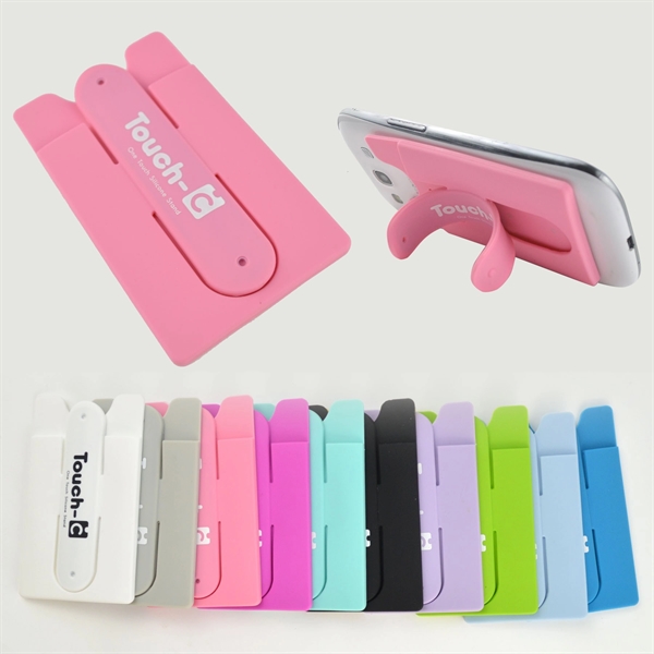 Silicone Cell Phone Stand w/Card Holder - Image 1