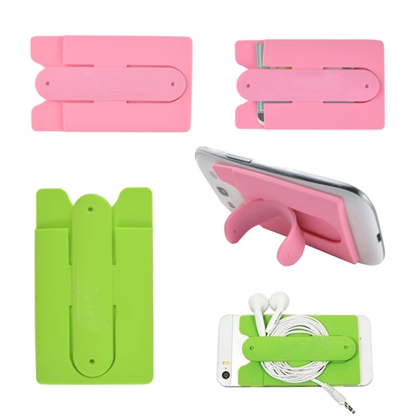Silicone Cell Phone Stand w/Card Holder - Image 2