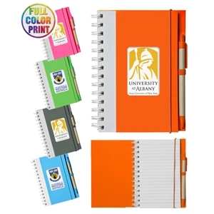 Union Printed Eco Spiral Notebook w/Matching Pen- Full Color