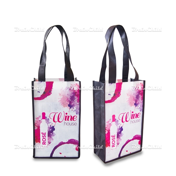 Fully Sublimated Non-woven Two Bottle Wine Tote - Image 3