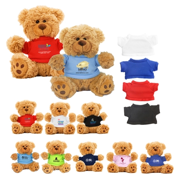 6  Plush Teddy Bear With Choice of T-Shirt Color - Image 1