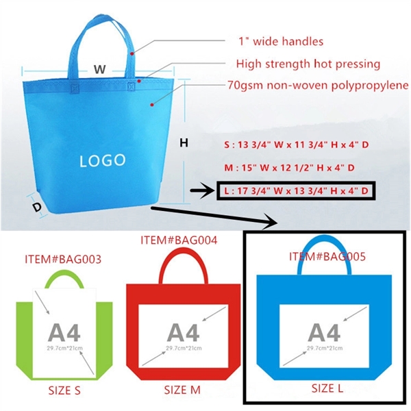 Customize Non-Woven Tote Bag (17 3/4" W x 13 3/4" H x 4" D) - Image 1