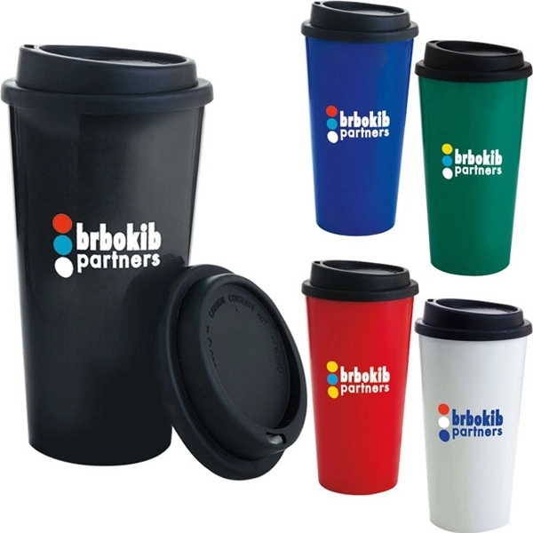 Double Wall PP Tumbler with Black Lid - 17 oz - Image 1