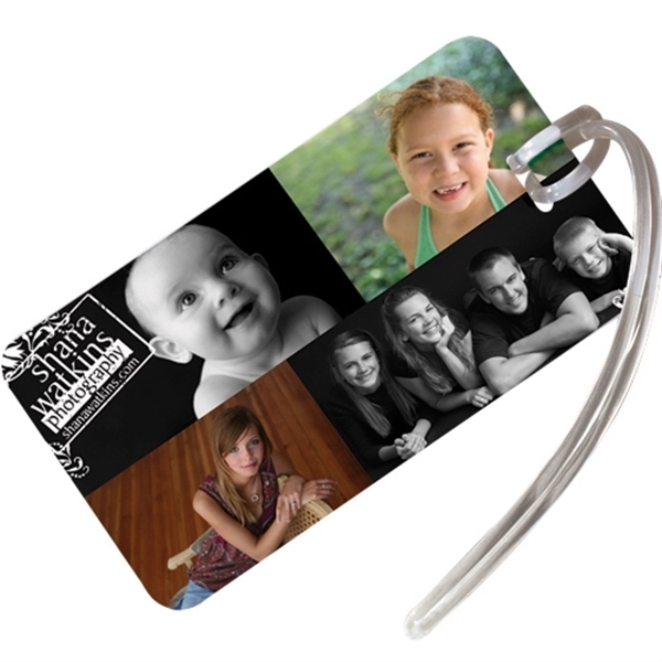 Rectangular Luggage Tag with Address Card & Strap - Image 1