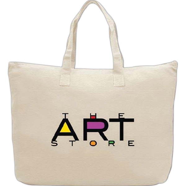 Cotton Tote Bag with Zipper - Image 1
