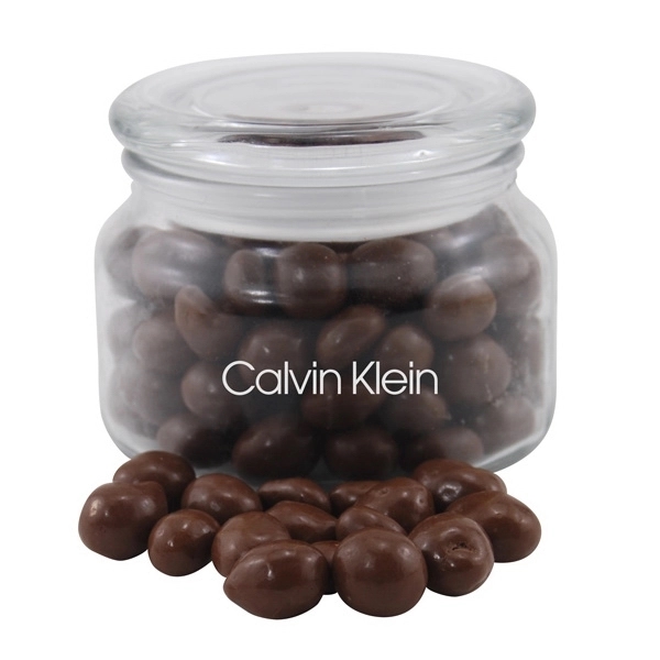 Chocolate Covered Peanuts in a Glass Jar with Lid - Image 1