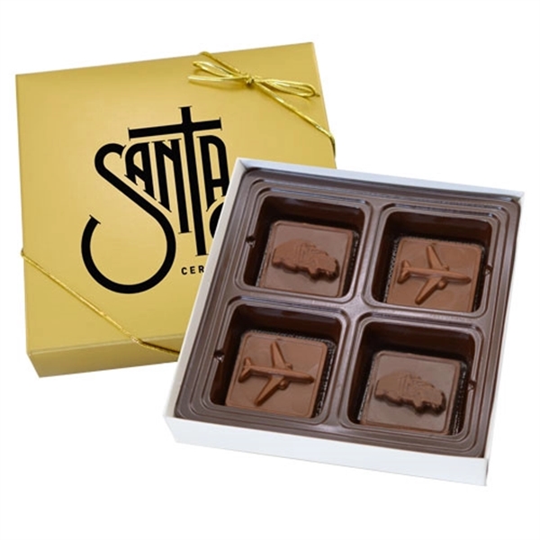 4 Chocolate Squares in Gold Gift Box