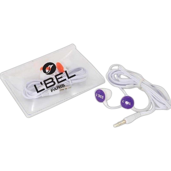 Button Style Earbuds in a Plastic Pouch - Image 1