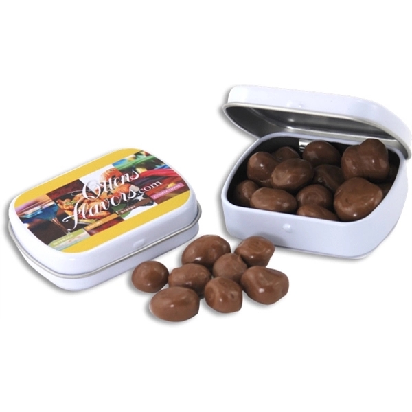 Pocket Hinged Tin with Candy Chocolate Covered Raisins - Image 1