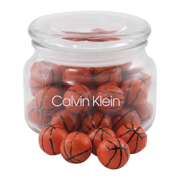 Chocolate Basketballs in a Glass Jar with Lid - Image 1