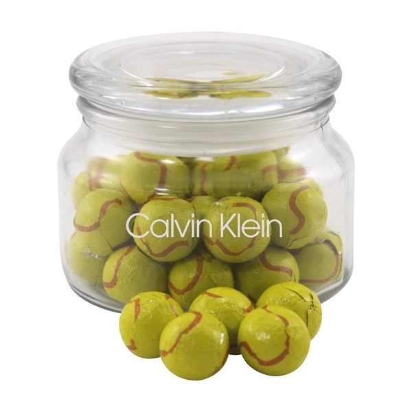 Chocolate Tennis Balls in a Glass Jar with Lid - Image 1