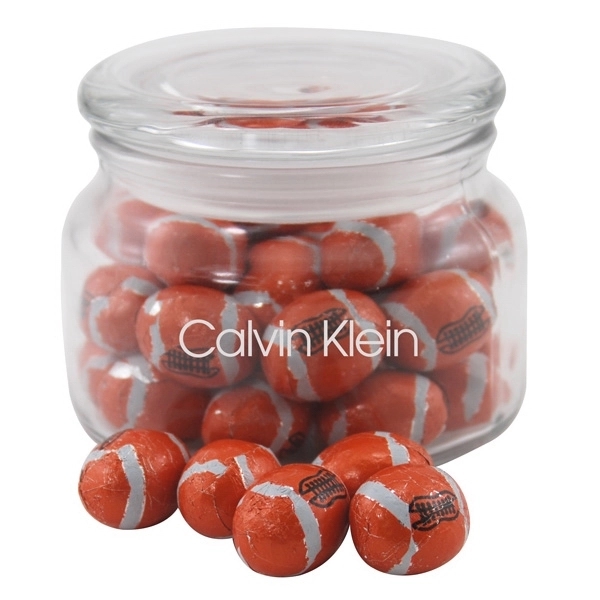 Chocolate Footballs in a Glass Jar with Lid - Image 1