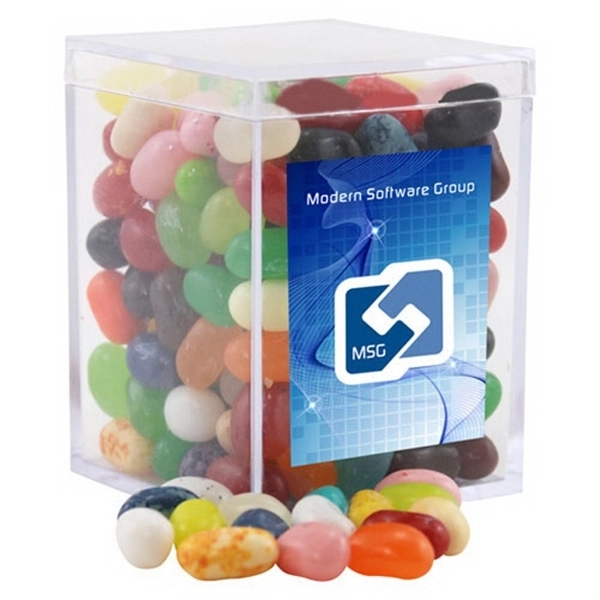 Jelly Bellys Candy in a Clear Acrylic Square Box - Image 1