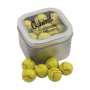 Large Tin with Window Lid and Chocolate Tennis Balls