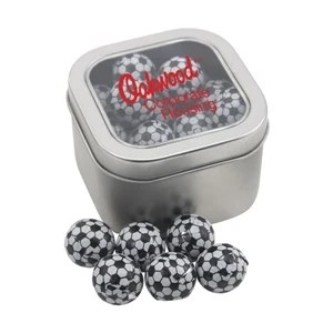Large Tin with Window Lid and Chocolate Soccer Balls