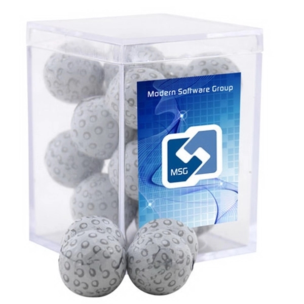 Chocolate Golf Balls in a Clear Acrylic Square Box - Image 1