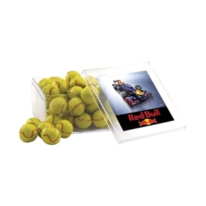 Chocolate Tennis Balls in a Clear Acrylic Large Box