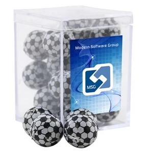 Chocolate Soccer Balls in a Clear Acrylic Square Box