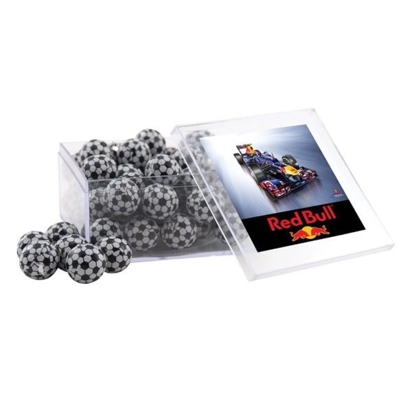 Chocolate Soccer Balls in a Clear Acrylic Large Box - Image 1