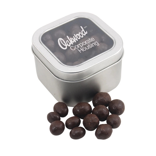 Large Tin with Window Lid and Chocolate Espresso Beans - Image 1